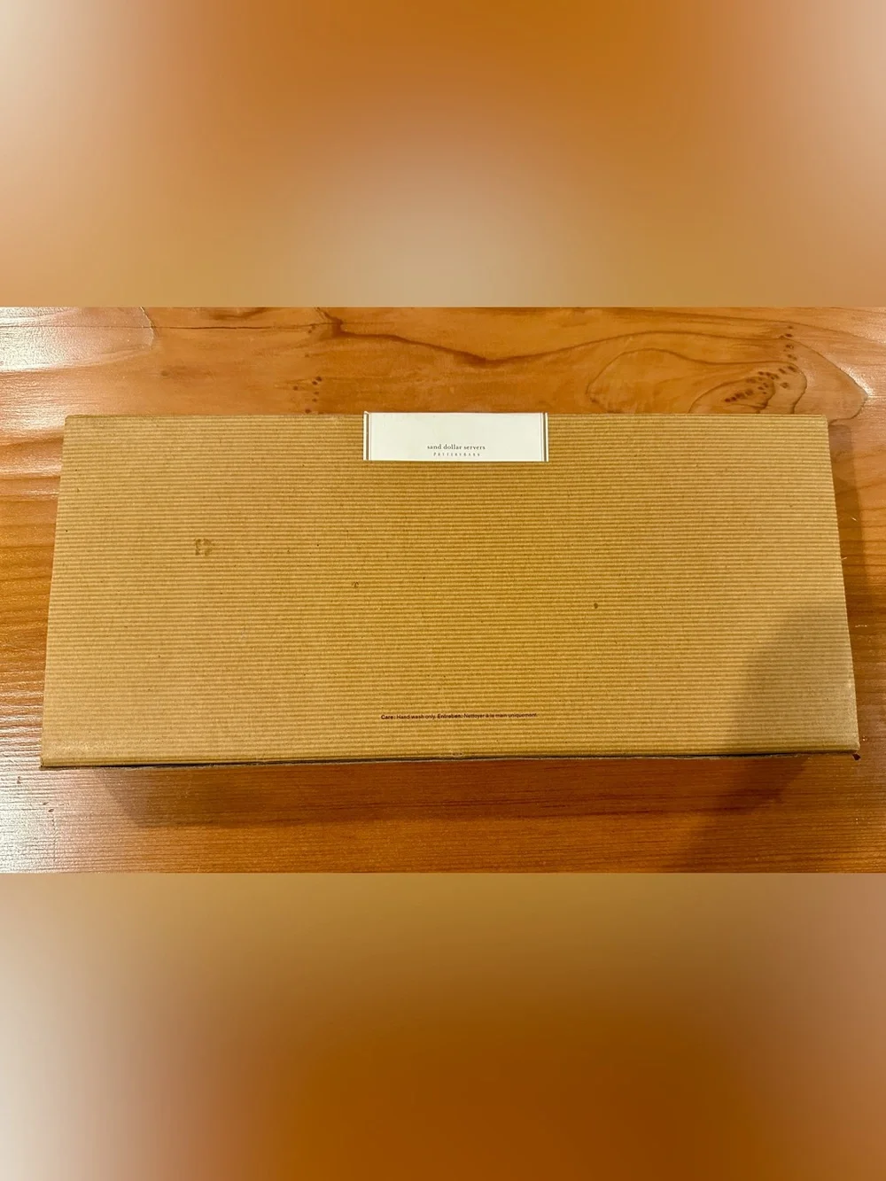 NEW Pottery Barn Sand Dollar Salad Servers Set Twig Handles Coastal Serving NIB